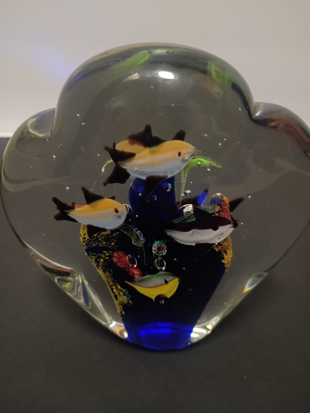 Murano Style Vintage Art  Glass Aquarium Paperweight Estate Large